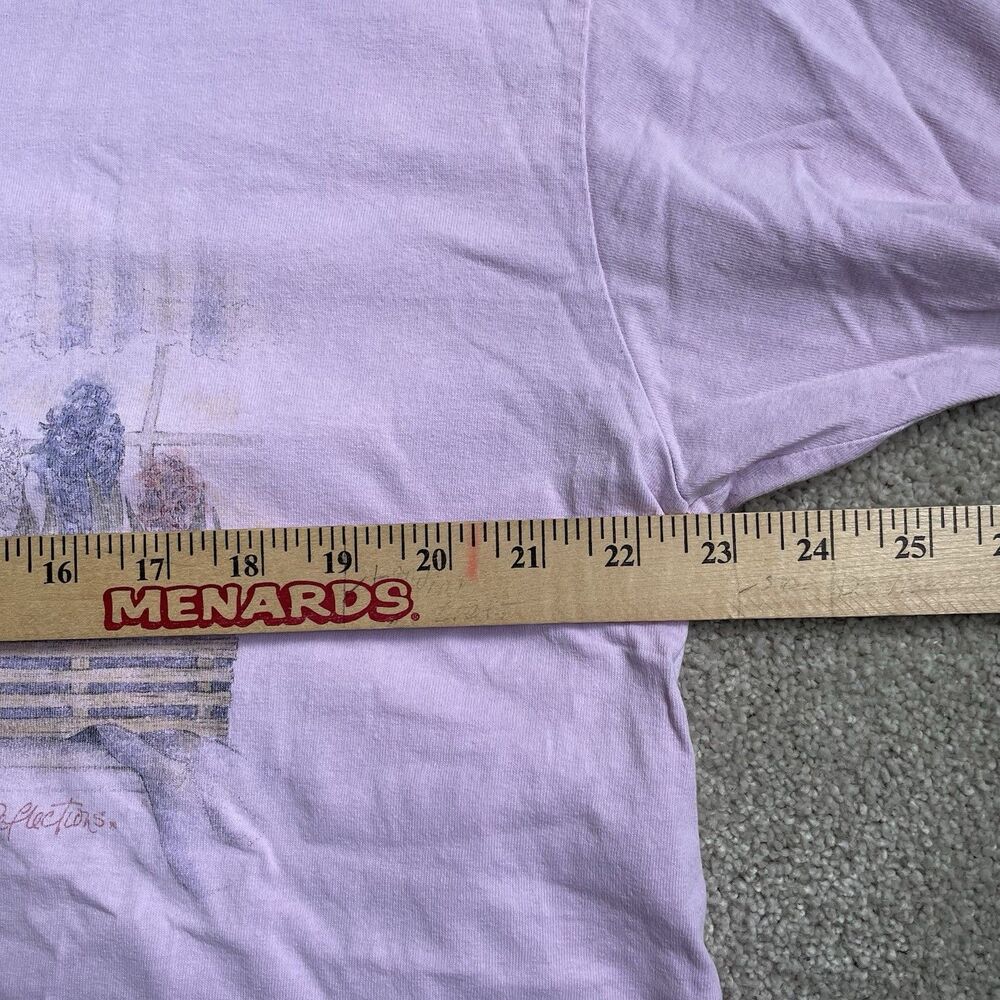 Vintage Cottagecore Floral Print T-Shirt Short Sleeve Purple Women's Size XL - Picture 9 of 10